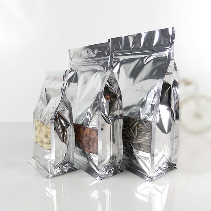 Aluminium plating zak met ritssluiting met platte bodem en venster